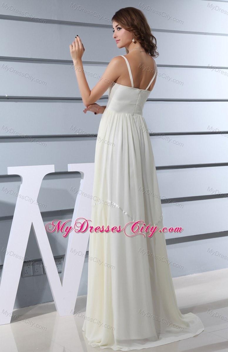 Prom Dresses with Empire Cutouts Spaghetti Straps White