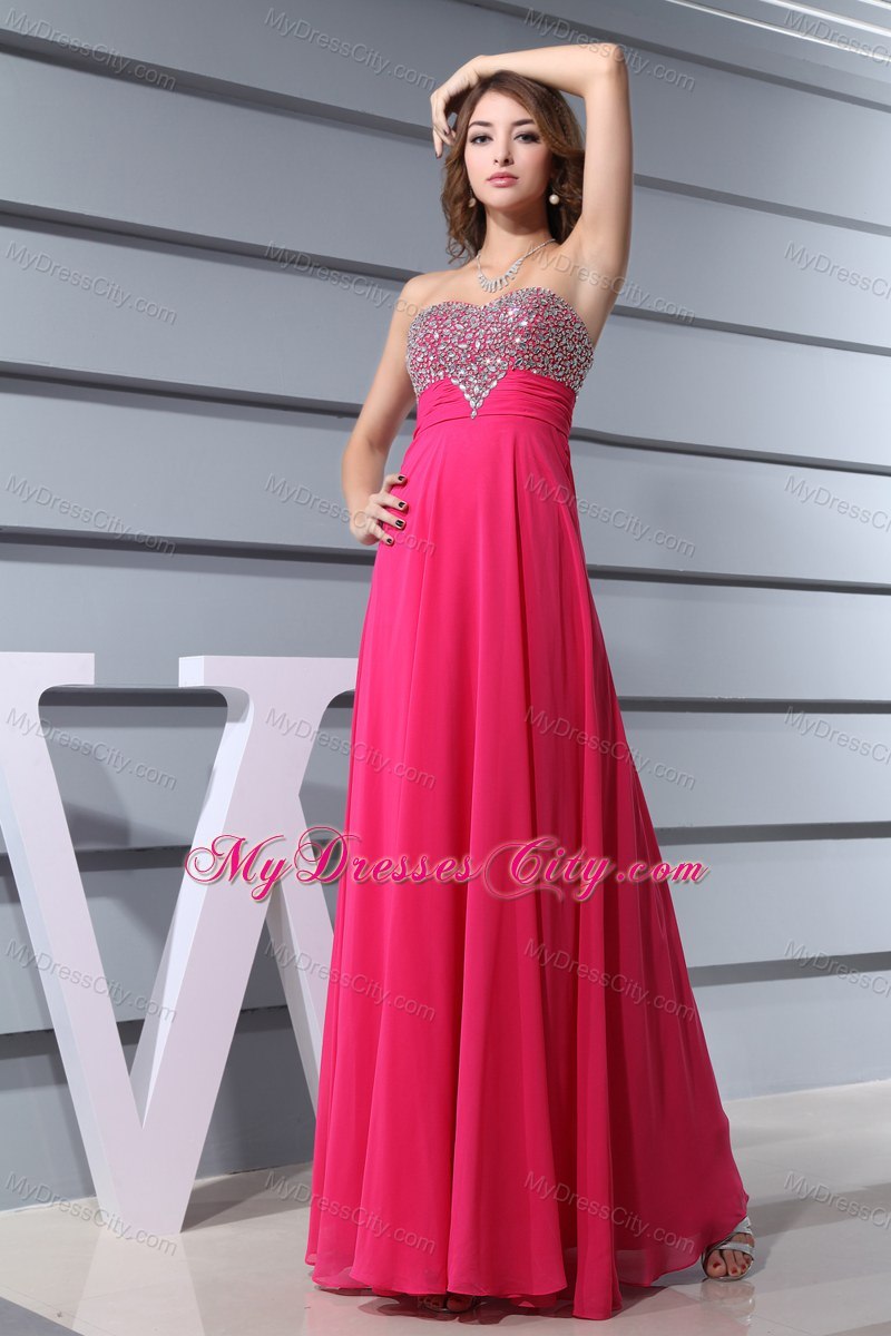 Hot Pink Column Sweetheart Beading Prom Dresses for 2013 Spring