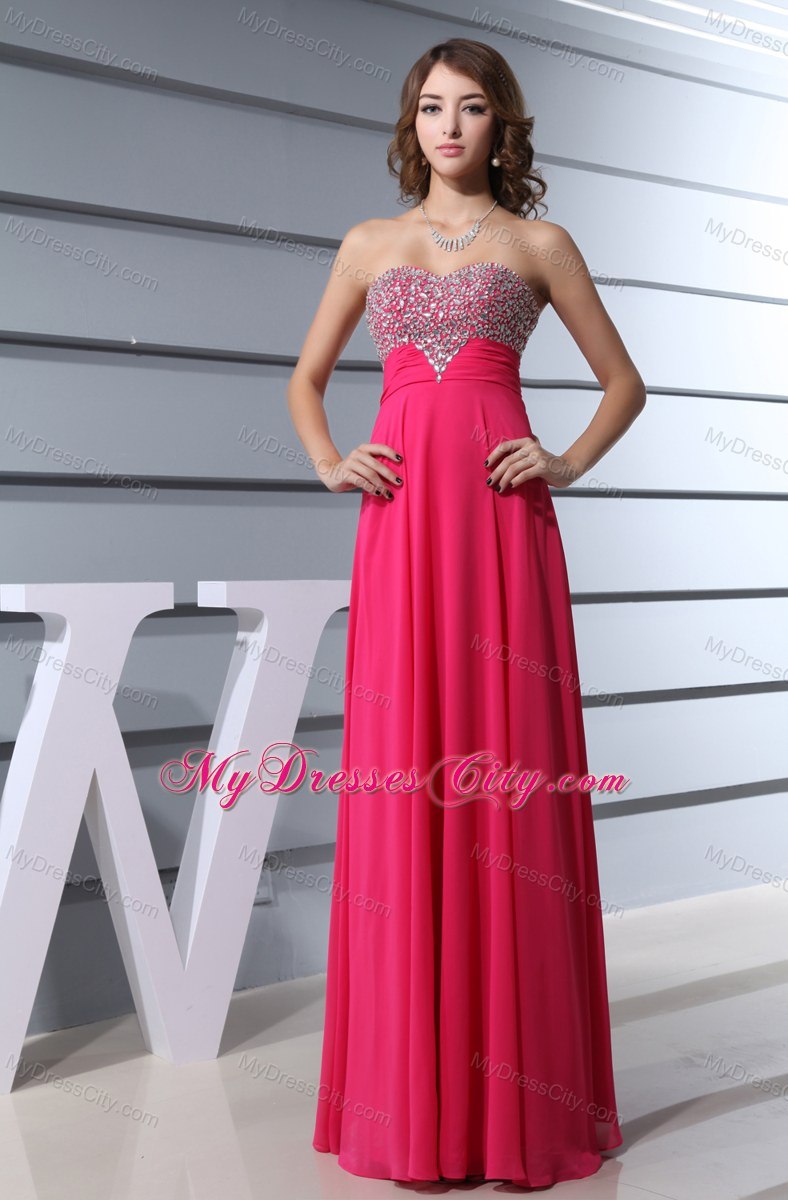 Hot Pink Column Sweetheart Beading Prom Dresses for 2013 Spring