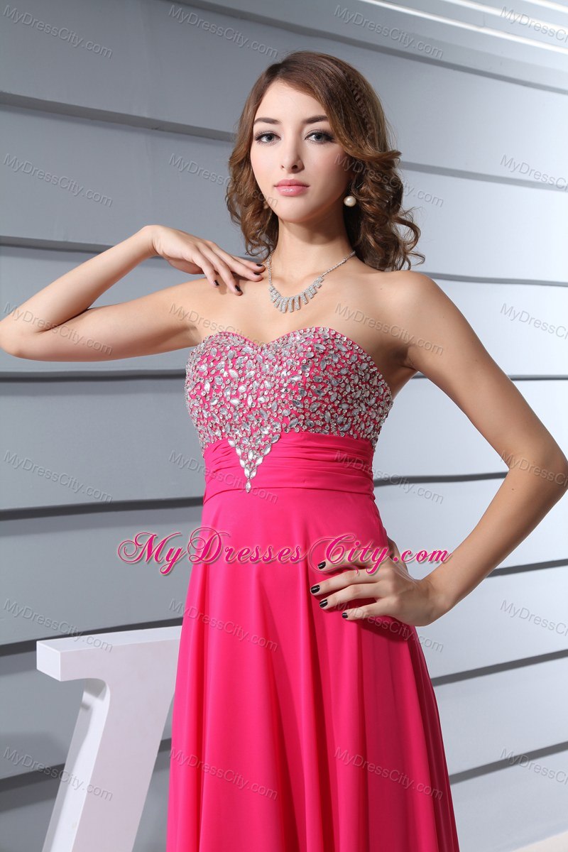 Hot Pink Column Sweetheart Beading Prom Dresses for 2013 Spring