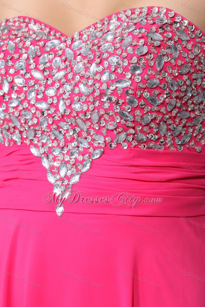 Hot Pink Column Sweetheart Beading Prom Dresses for 2013 Spring