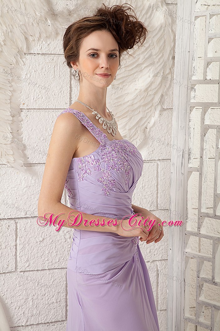 Lavender Single Shoulder Appliques Prom Dress for Customize