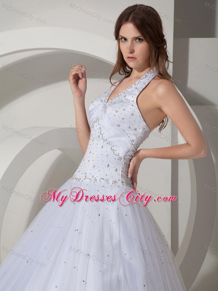 Halter White 2013 Design Beaded Decorate Quinceanera Dresses