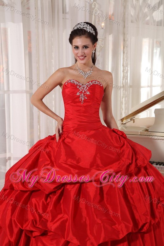 Red Sweetheart Beading 2013 Taffeta Quinceanera Dresses