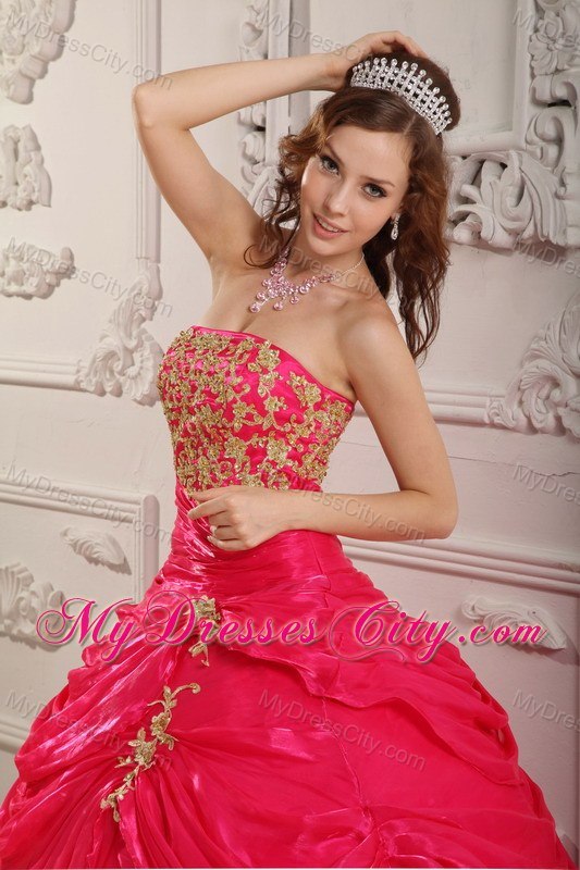 Coral Red Long Organza Strapless Dresses for Quinceanera