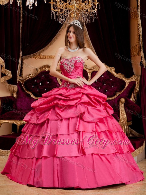 Discount Sweetheart Hot Pink Quinceanera Dress with Layers