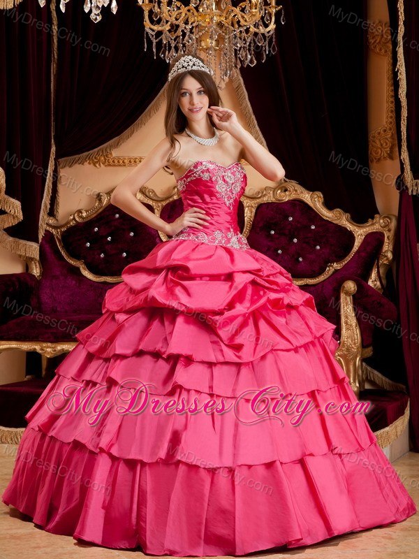 Discount Sweetheart Hot Pink Quinceanera Dress with Layers