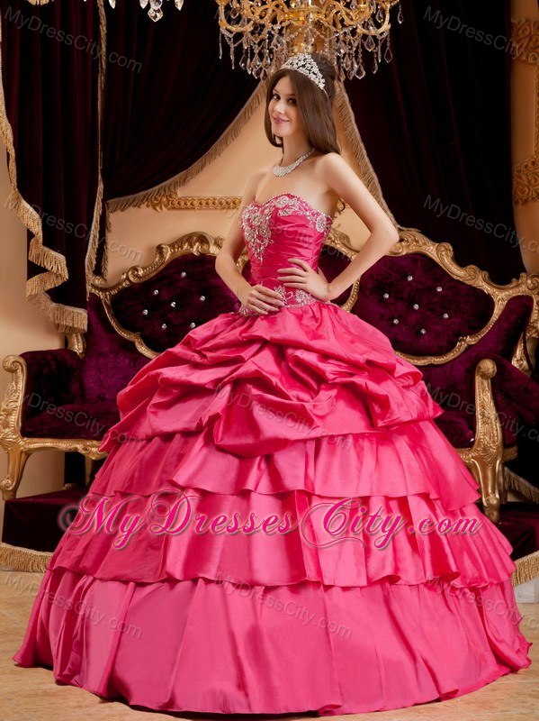 Discount Sweetheart Hot Pink Quinceanera Dress with Layers