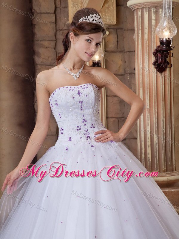 Elegant White Strapless A-line Embroidery Dresses For 2013 Summer Quince