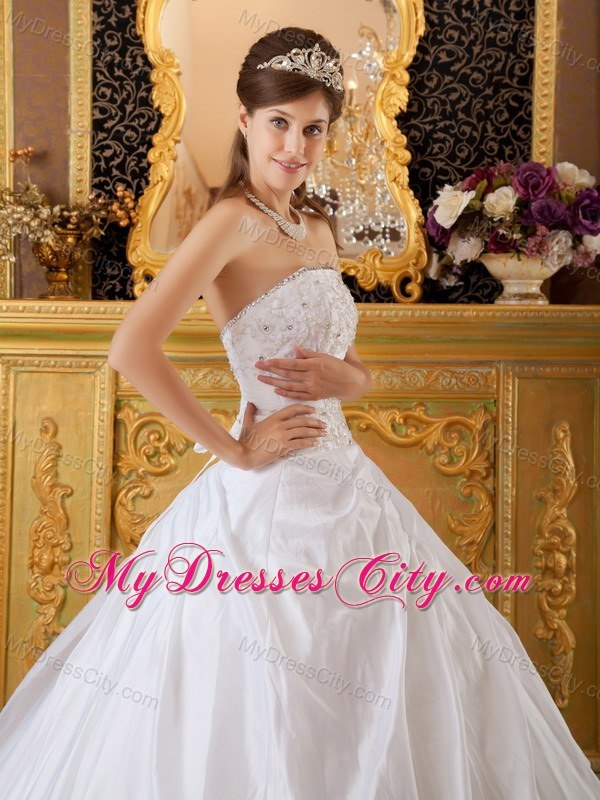 Cheap White A-line Appliques With Beading Dresses For 2013 Sweet 15