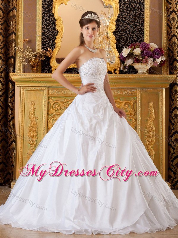 Cheap White A-line Appliques With Beading Dresses For 2013 Sweet 15