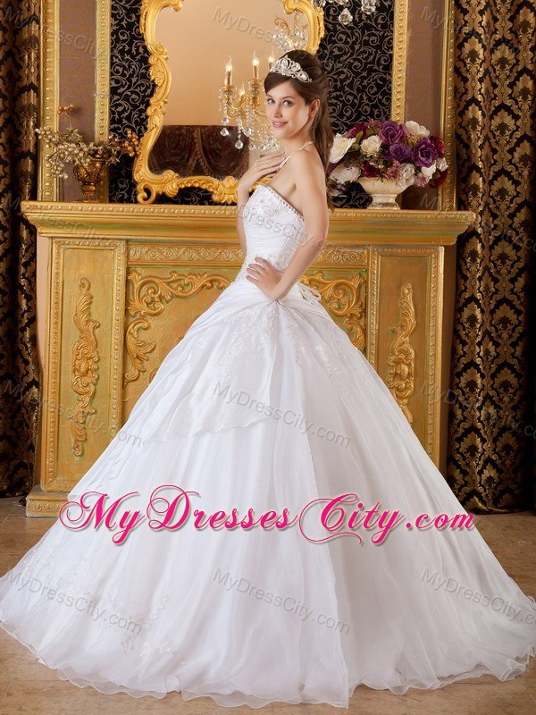 Cheap White A-line Appliques With Beading Dresses For 2013 Sweet 15