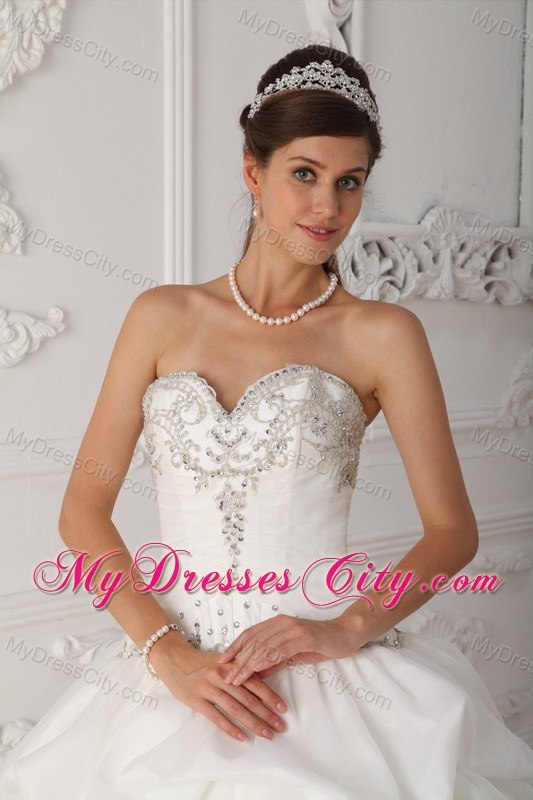 Hottest Style Sweetheart Beaded White Quinceanera Dresses With Pick Ups