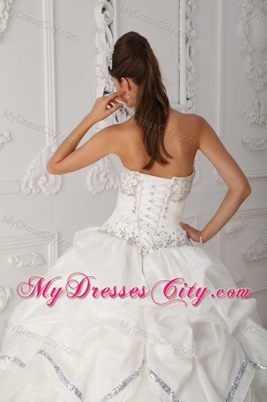 Hottest Style Sweetheart Beaded White Quinceanera Dresses With Pick Ups