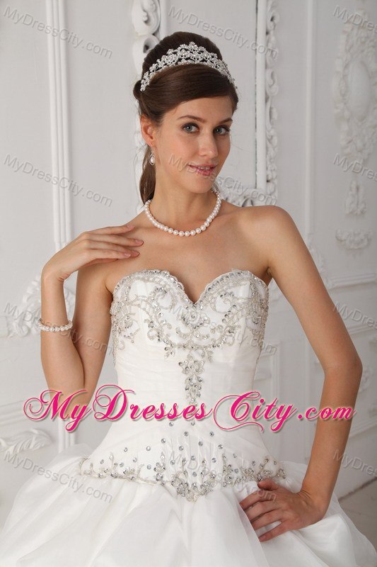 Hottest Style Sweetheart Beaded White Quinceanera Dresses With Pick Ups