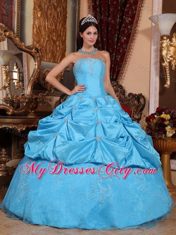 Pick Ups and Appliques For Aqua Blue Quinceanera Dresses