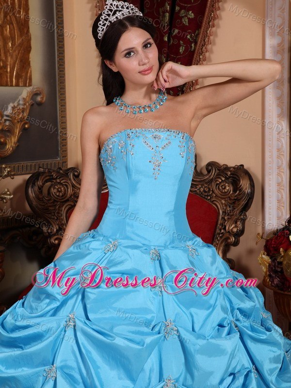 Pick Ups and Appliques For Aqua Blue Quinceanera Dresses