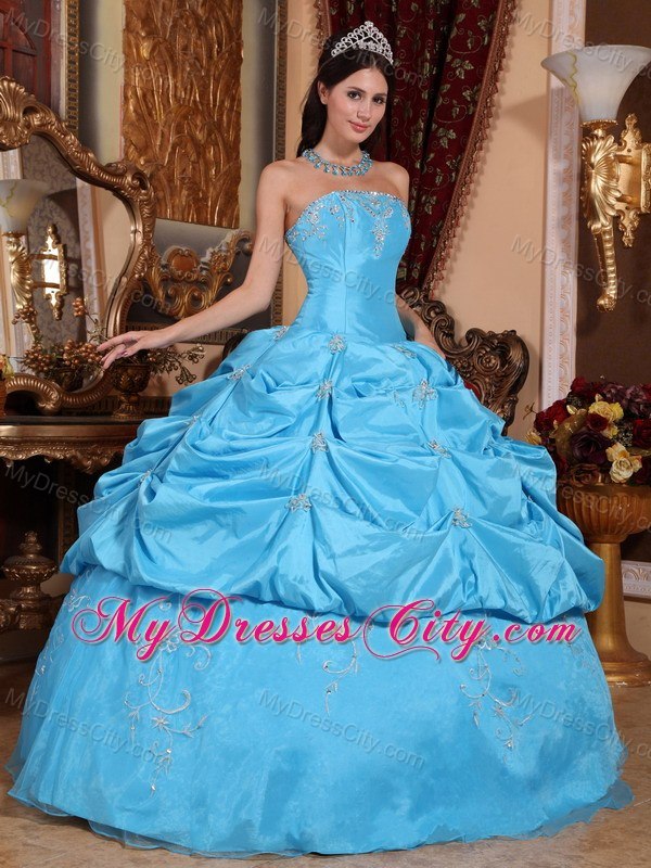 Pick Ups and Appliques For Aqua Blue Quinceanera Dresses