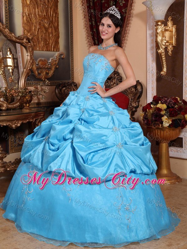 Pick Ups and Appliques For Aqua Blue Quinceanera Dresses