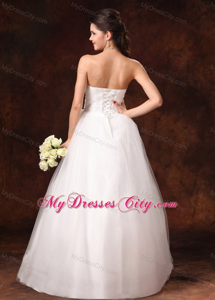 Beaded Decorate Waist A-Line Sweetheart Church Wedding Dress