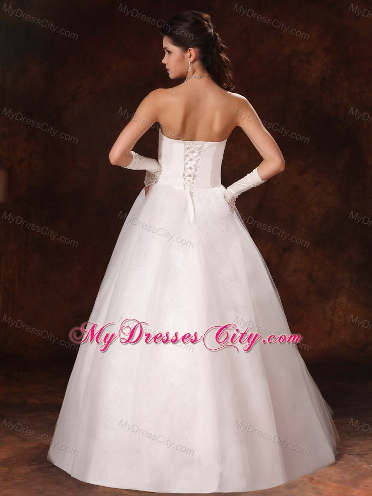 Beaded Strapless A-line Floor-length Wedding Dress on Sale