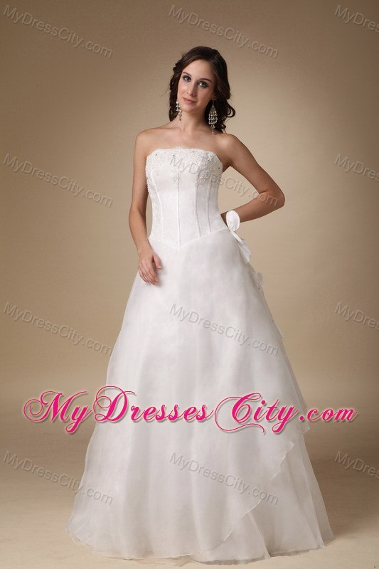 A-line Appliques Strapless Floor-length Fitted Wedding Gown