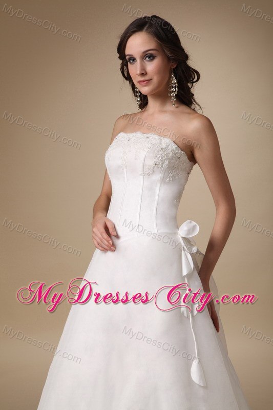 A-line Appliques Strapless Floor-length Fitted Wedding Gown