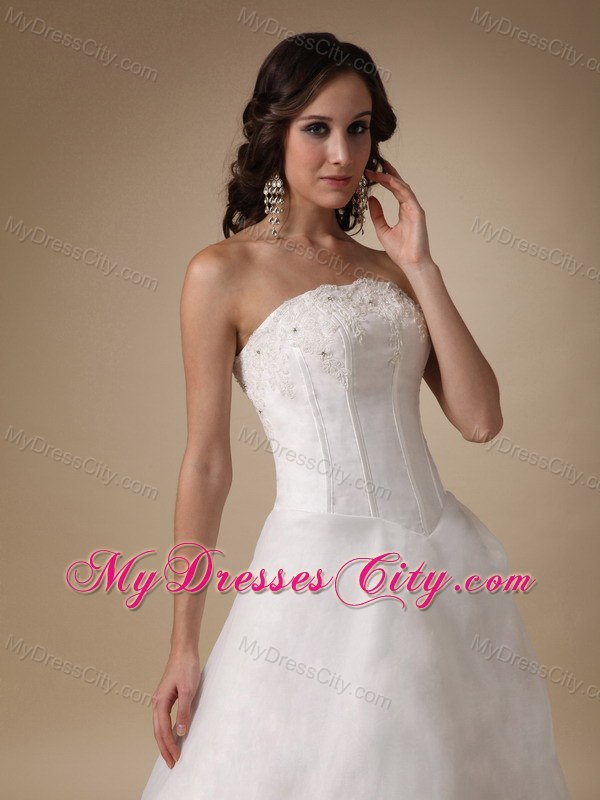 A-line Appliques Strapless Floor-length Fitted Wedding Gown