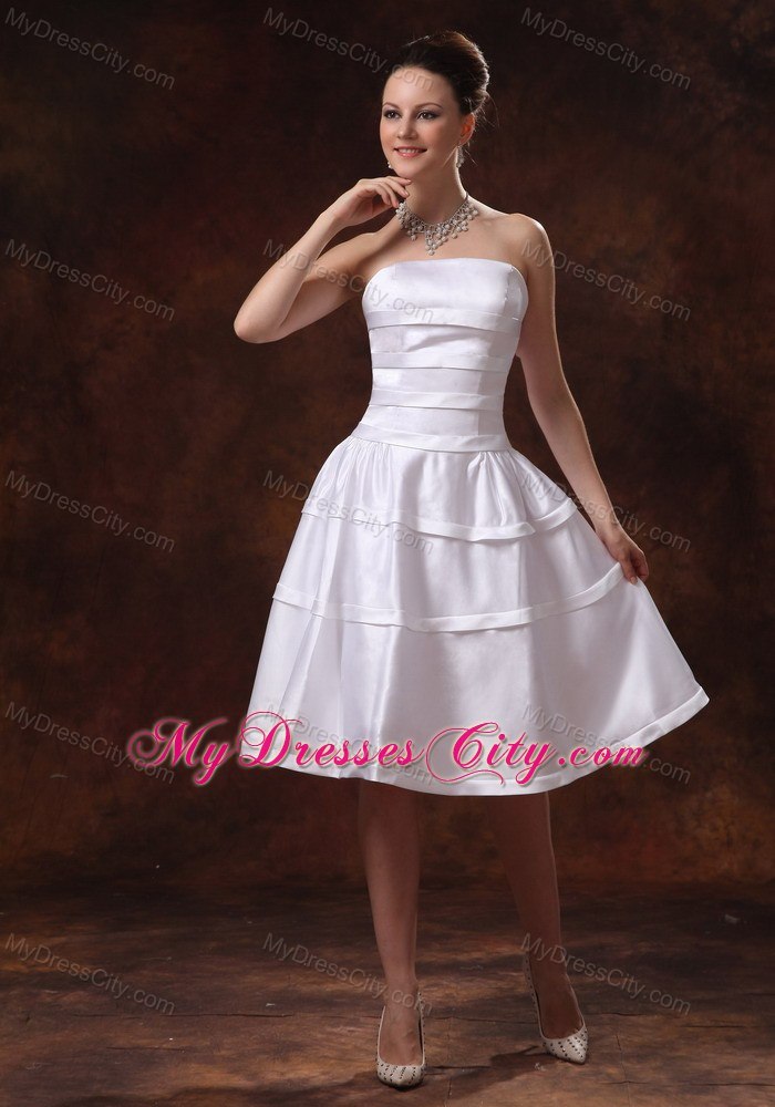 Taffeta Strapless A-line Knee-length Wedding Reception Dress