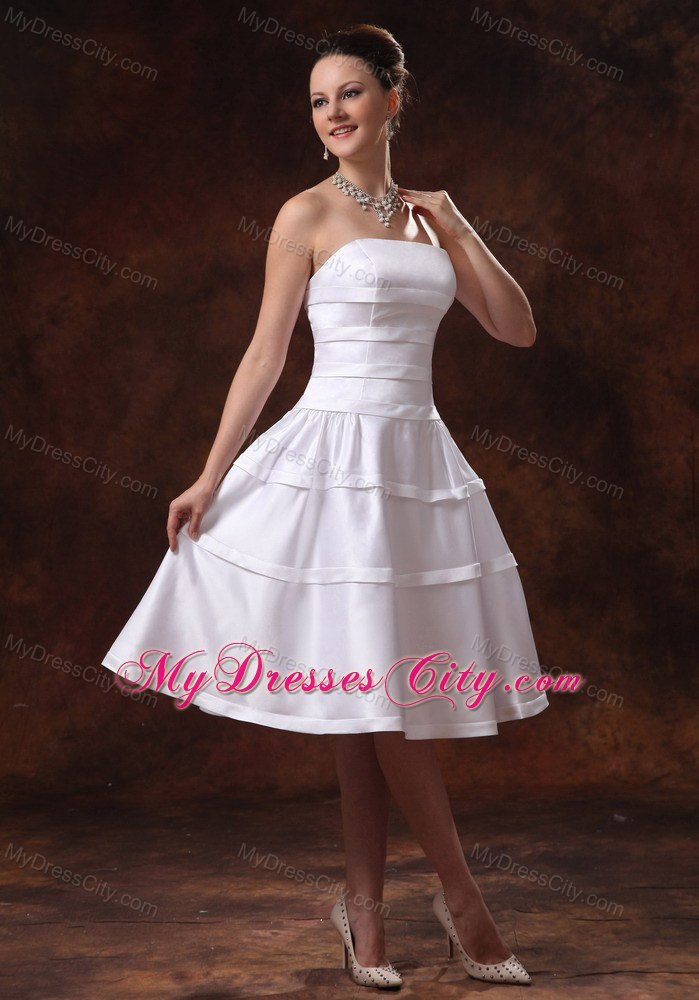 Taffeta Strapless A-line Knee-length Wedding Reception Dress