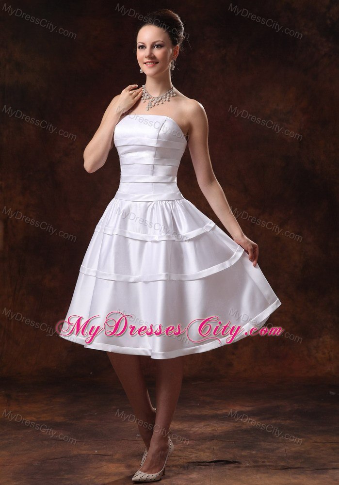 Taffeta Strapless A-line Knee-length Wedding Reception Dress