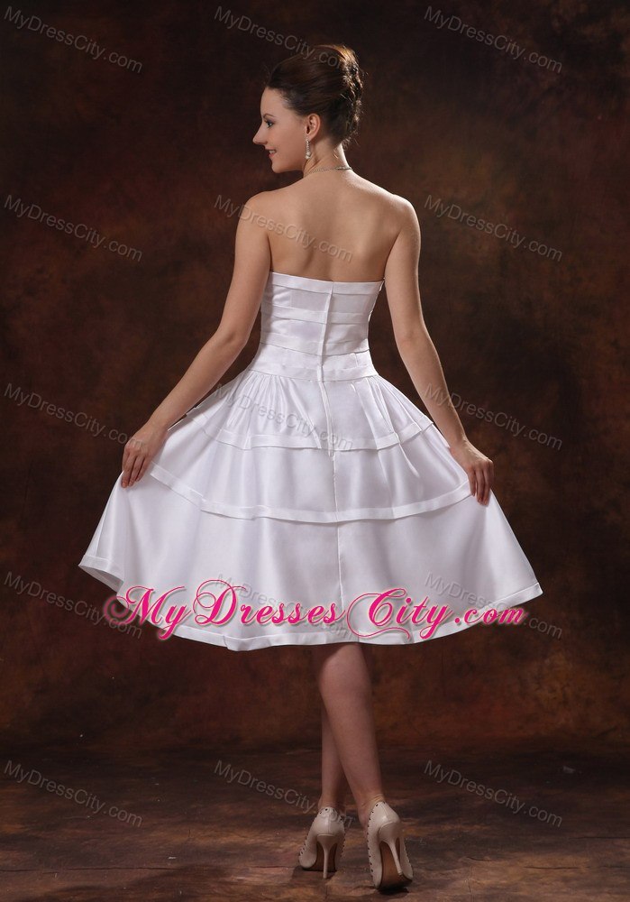 Taffeta Strapless A-line Knee-length Wedding Reception Dress