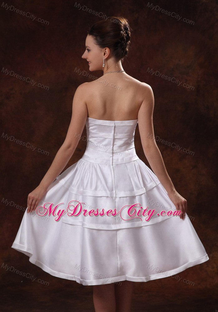 Taffeta Strapless A-line Knee-length Wedding Reception Dress