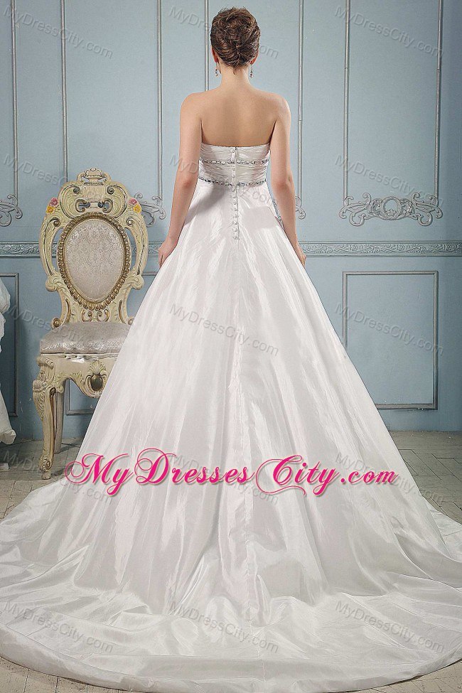 Beaded Decorate Princess Sweetheart Chapel Train Bridal Gowns