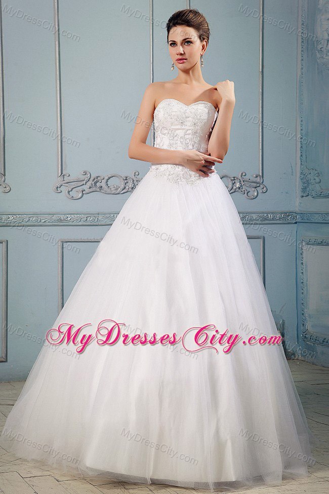 Sweetheart Princess Floor-length Appliques 2013 Wedding Dress