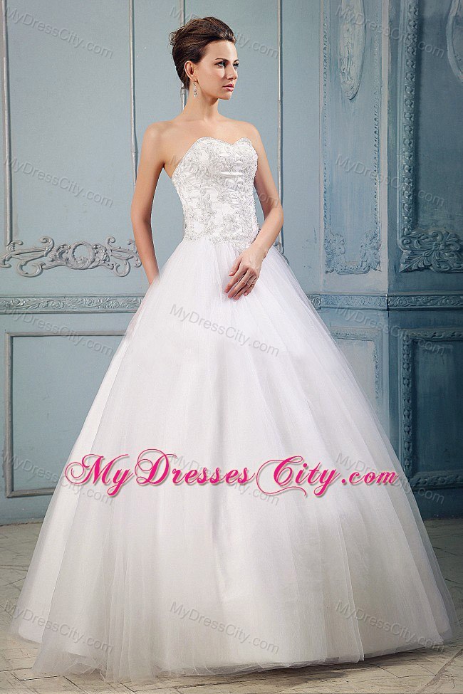 Sweetheart Princess Floor-length Appliques 2013 Wedding Dress