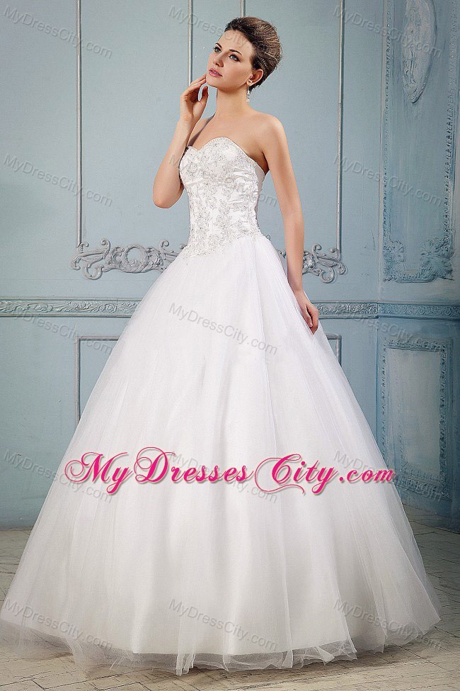 Sweetheart Princess Floor-length Appliques 2013 Wedding Dress