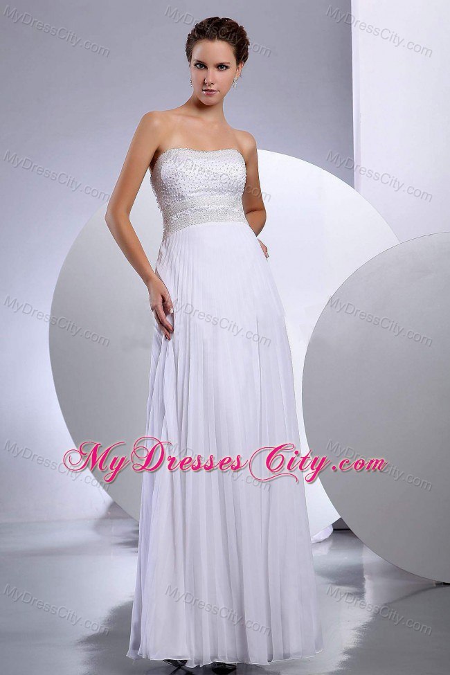 Clasp Handle Back Beading Floor-length Pleating Wedding Dresses