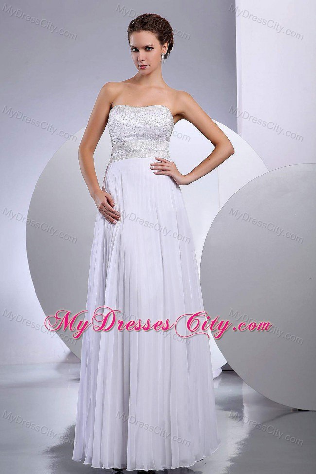 Clasp Handle Back Beading Floor-length Pleating Wedding Dresses