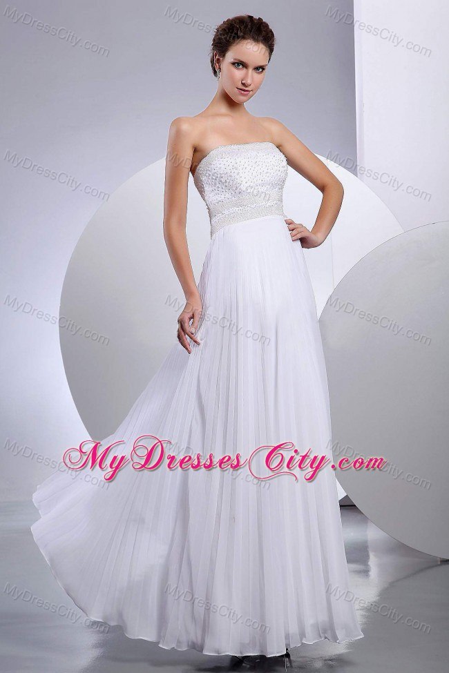 Clasp Handle Back Beading Floor-length Pleating Wedding Dresses