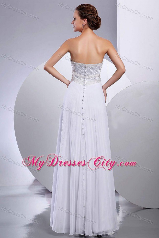 Clasp Handle Back Beading Floor-length Pleating Wedding Dresses