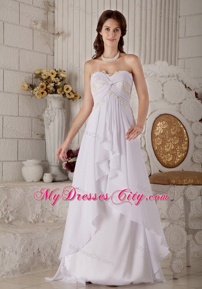 Sweetheart Chiffon Layers Brush Train Bridal Dress with Criss Cross in Front