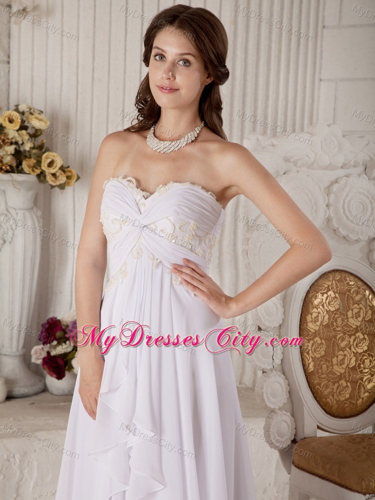 Sweetheart Chiffon Layers Brush Train Bridal Dress with Criss Cross in Front