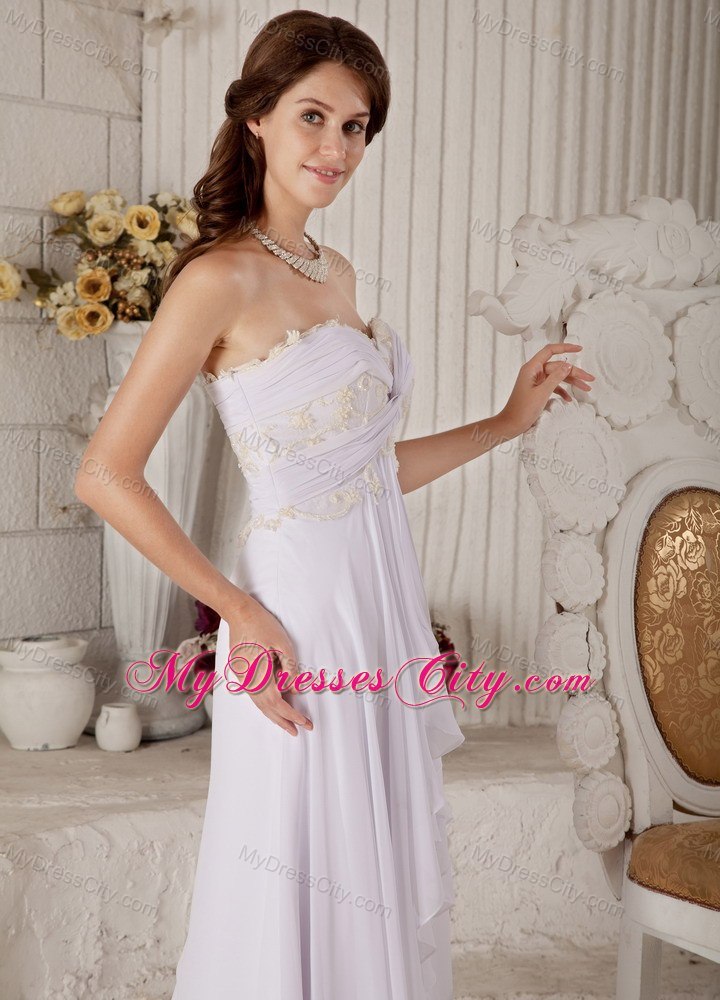 Sweetheart Chiffon Layers Brush Train Bridal Dress with Criss Cross in Front