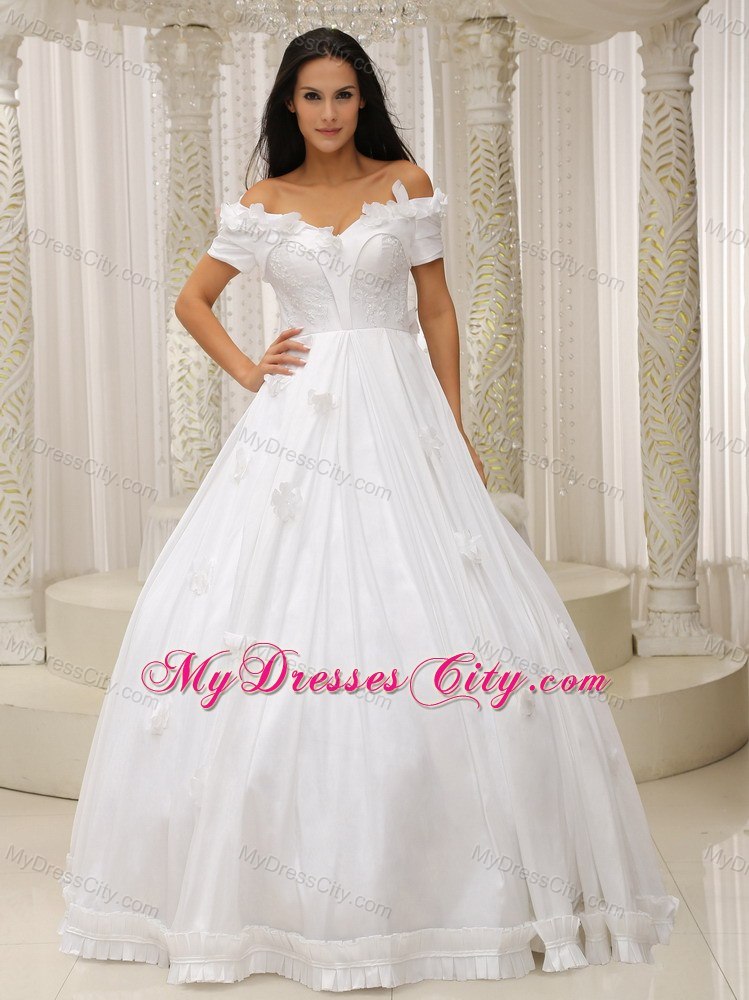 Unique Flowers Ball Gown Off The Shoulder Wedding Dresses with Petals