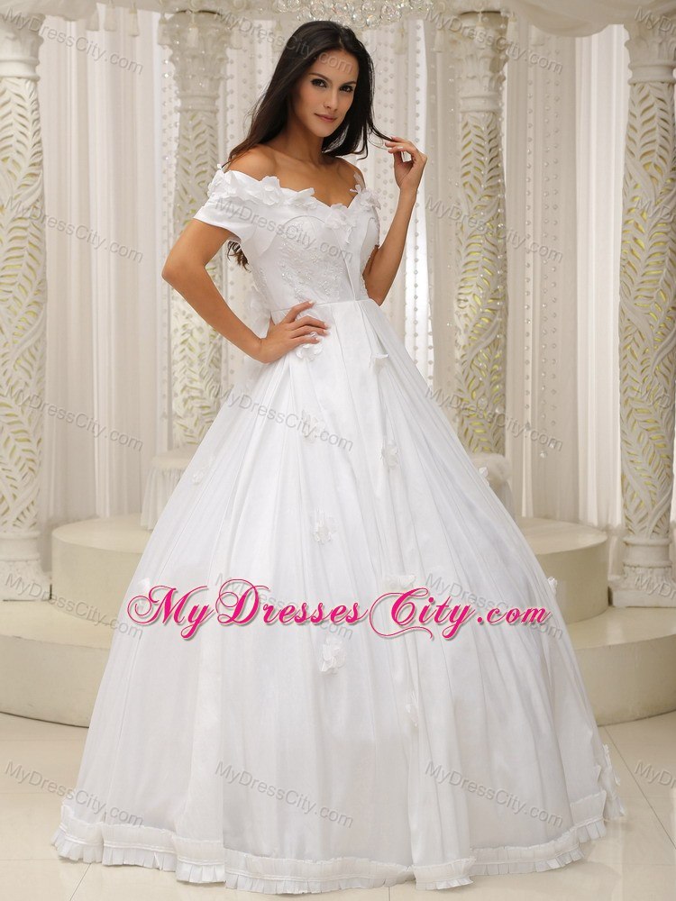 Unique Flowers Ball Gown Off The Shoulder Wedding Dresses with Petals