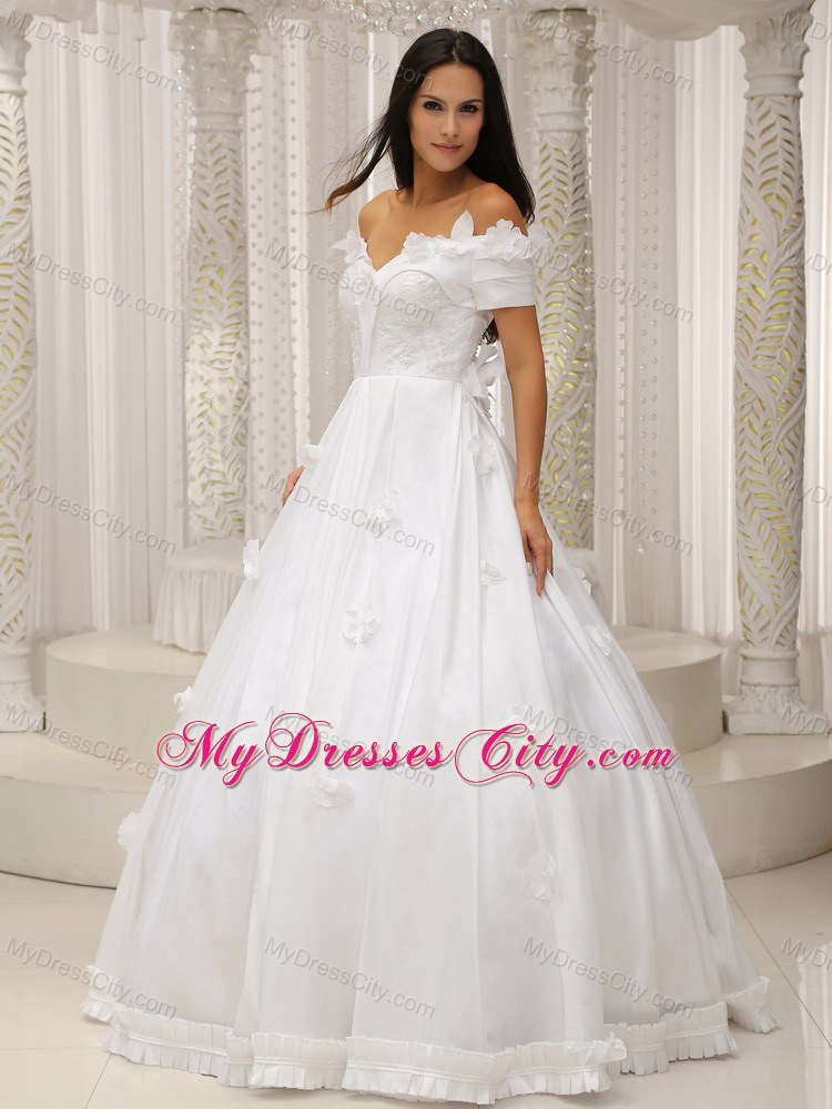 Unique Flowers Ball Gown Off The Shoulder Wedding Dresses with Petals