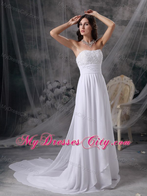 Watteau Train Appliques Chiffon Empire Plus Size Maternity Wedding Dress