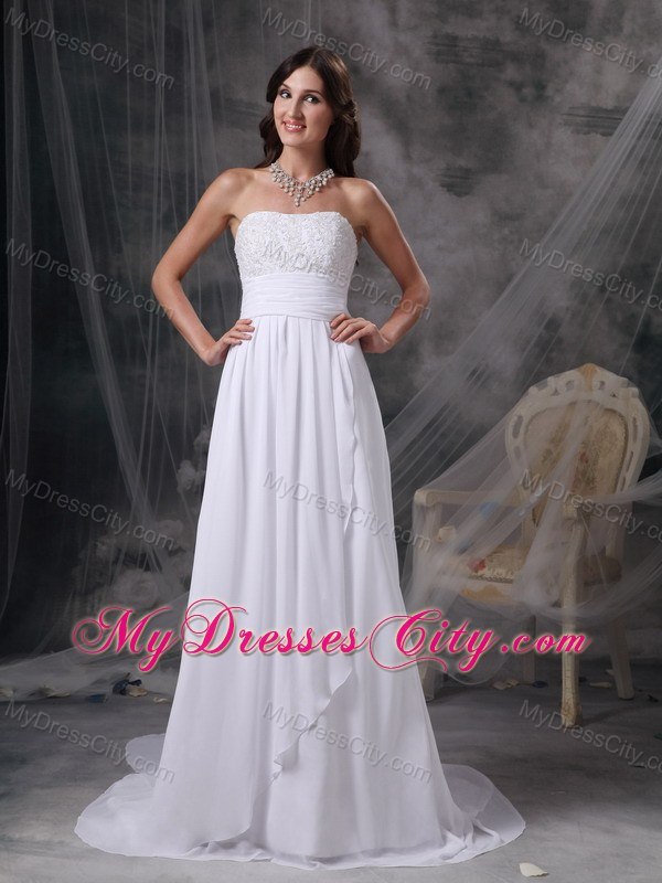 Watteau Train Appliques Chiffon Empire Plus Size Maternity Wedding Dress