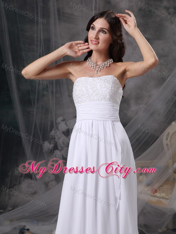 Watteau Train Appliques Chiffon Empire Plus Size Maternity Wedding Dress